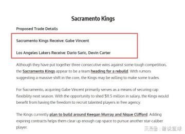 世界杯直播平台入口-FW支招湖人做1换2交易，可送文森特去国王，尝试捡漏3+1后卫？